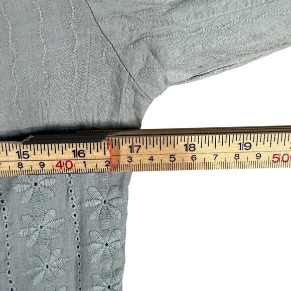 POL Cotton Lace Button Front Tunic Top Gray | Peasant Boho Blouse | Small - Picture 10 of 12
